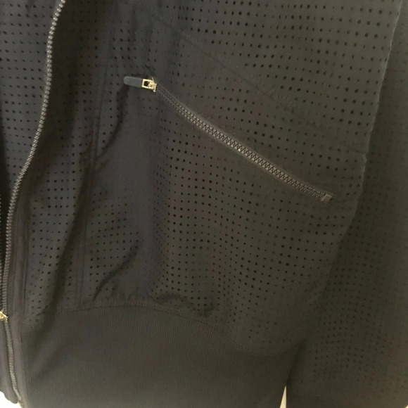 ! Jofit Women's navy Blue Full Zip Long Sleeve Mesh Bomber Rib Trim Jack… - Picture 6 of 7